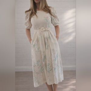 Floral Cream Midi Dress